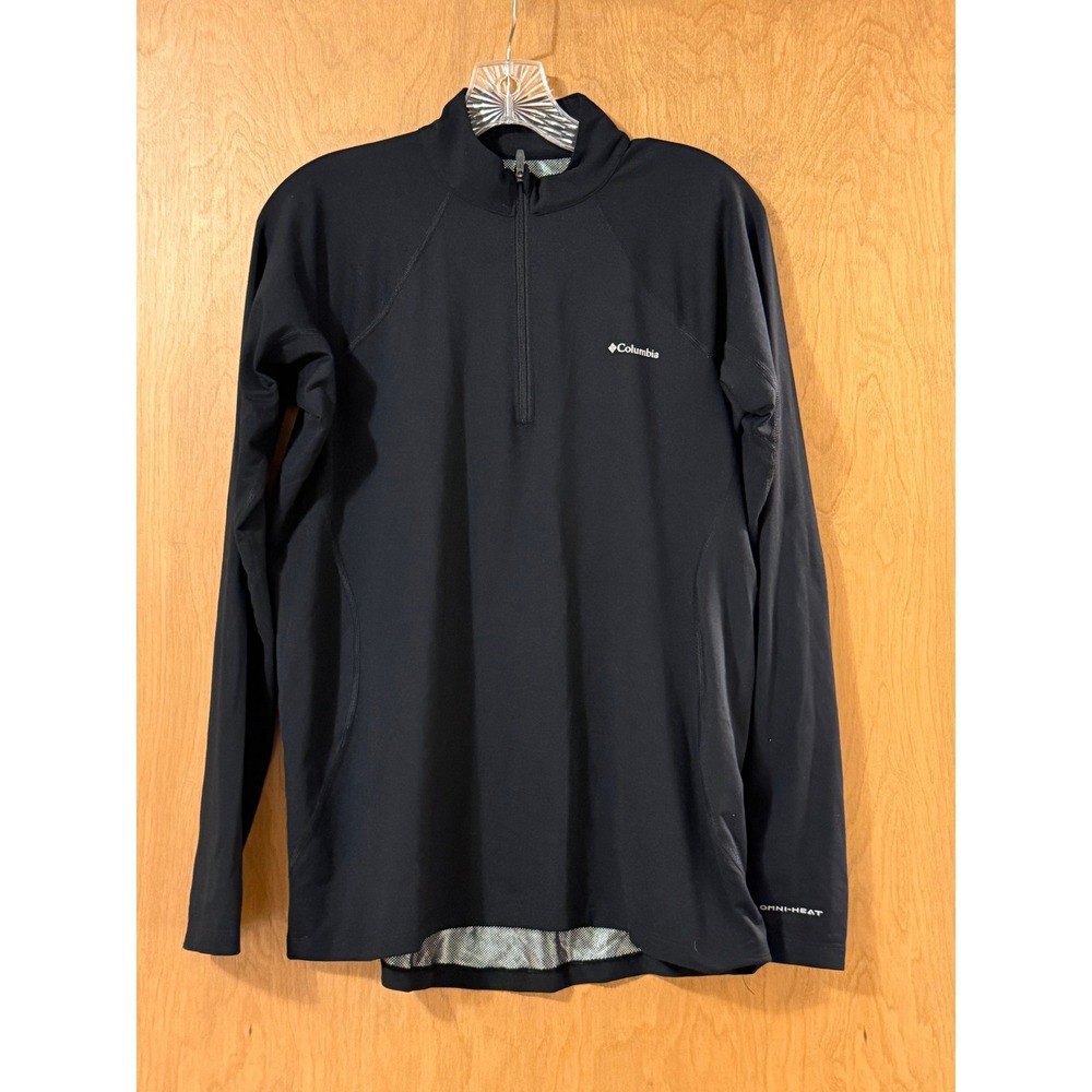 Columbia Mens Omni-Heat 1/4 Zip Base Layer Top Black XL Thermal Long Sleeve